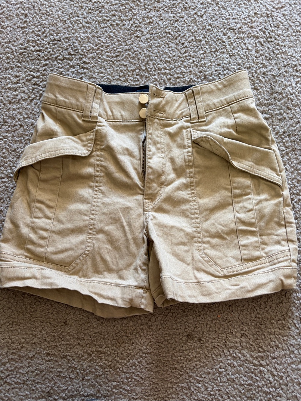 Democracy Khaki High-Waist Utility Cargo Shorts